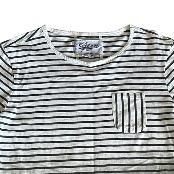 Square Zero White to Green Ombre Striped Pocket T-shirt LARGE Casual Summer - Picture 3 of 6